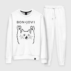 Костюм хлопковый женский Bon Jovi - rock cat, цвет: белый
