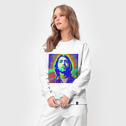 Костюм хлопковый женский Kurt Cobain Glitch Art, цвет: белый — фото 2