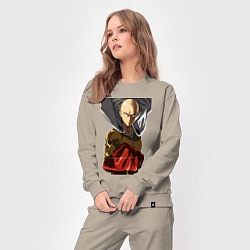 Костюм хлопковый женский Saitama fist, цвет: миндальный — фото 2