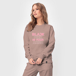 Костюм хлопковый женский Black pink in your area - минимализм, цвет: пыльно-розовый — фото 2