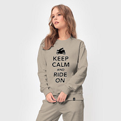 Костюм хлопковый женский Keep calm and ride on, цвет: миндальный — фото 2