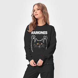 Костюм хлопковый женский Ramones rock cat, цвет: черный — фото 2