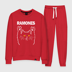 Костюм хлопковый женский Ramones rock cat, цвет: красный