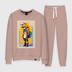 Костюм хлопковый женский Fox cub - urban style - neural network, цвет: пыльно-розовый