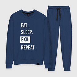 Костюм хлопковый женский Eat Sleep EXO Repeat, цвет: тёмно-синий