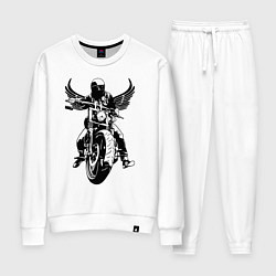 Костюм хлопковый женский Biker wings, цвет: белый