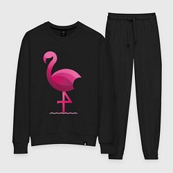 Костюм хлопковый женский Фламинго минималистичный, цвет: черный