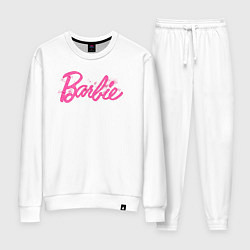 Костюм хлопковый женский Блестящий логотип Барби, цвет: белый