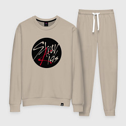 Костюм хлопковый женский Stray Kids logo, цвет: миндальный