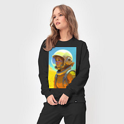 Костюм хлопковый женский Девушка-астронавт - нейросеть, цвет: черный — фото 2