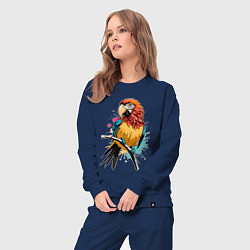 Костюм хлопковый женский Акварельный попугай, цвет: тёмно-синий — фото 2