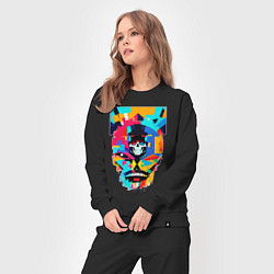 Костюм хлопковый женский Funny skull - pop art, цвет: черный — фото 2