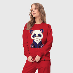 Костюм хлопковый женский Милашка панда, цвет: красный — фото 2