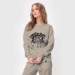 Костюм хлопковый женский Queen - logo, цвет: миндальный — фото 2