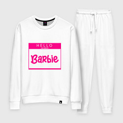 Костюм хлопковый женский Hello my name is Barbie, цвет: белый