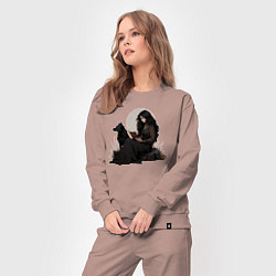 Костюм хлопковый женский Фентези девушка с волком читает книгу, цвет: пыльно-розовый — фото 2