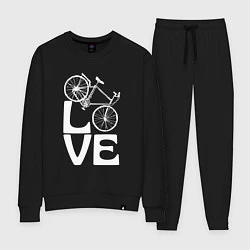 Костюм хлопковый женский Любовь велосипедиста, цвет: черный