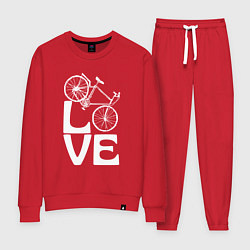 Костюм хлопковый женский Любовь велосипедиста, цвет: красный