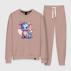 Костюм хлопковый женский Cute dragon cat, цвет: пыльно-розовый