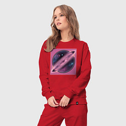 Костюм хлопковый женский Планета на орбите, цвет: красный — фото 2