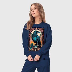 Костюм хлопковый женский Ворон в рамке, цвет: тёмно-синий — фото 2
