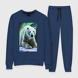 Костюм хлопковый женский Полярный медведь на снегу, цвет: тёмно-синий