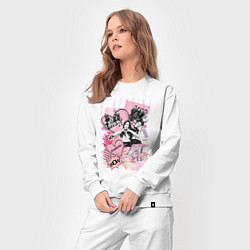 Костюм хлопковый женский Blackpink коллаж, цвет: белый — фото 2