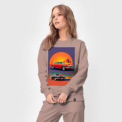 Костюм хлопковый женский Ретро спорт кар, цвет: пыльно-розовый — фото 2