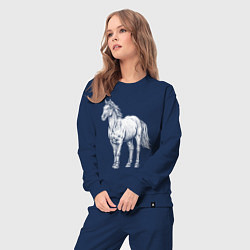 Костюм хлопковый женский Белая лошадь стоит, цвет: тёмно-синий — фото 2