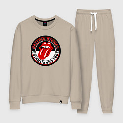 Костюм хлопковый женский Rolling Stones established 1962, цвет: миндальный