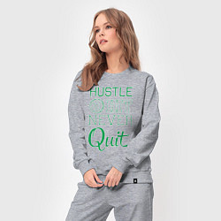 Костюм хлопковый женский Hustle hit never quit, цвет: меланж — фото 2