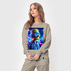 Костюм хлопковый женский Cyber Bart - ai art - neon, цвет: миндальный — фото 2