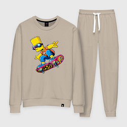 Костюм хлопковый женский Bart Simpson on a skateboard - extreme, цвет: миндальный