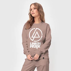 Костюм хлопковый женский Linkin Park - white, цвет: пыльно-розовый — фото 2