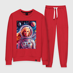 Костюм хлопковый женский Красавица Барби в космосе - нейросеть, цвет: красный