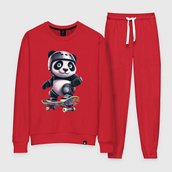Костюм хлопковый женский Cool panda on a skateboard - extreme, цвет: красный