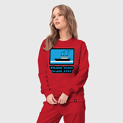 Костюм хлопковый женский Команда по плаванию с Титаника, цвет: красный — фото 2