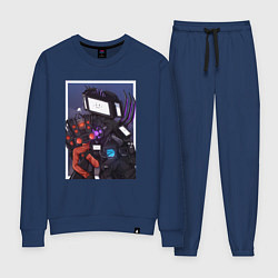 Костюм хлопковый женский ТВ Мен со Спикерменом и Камераменом, цвет: тёмно-синий