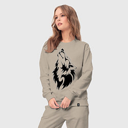 Костюм хлопковый женский Воющий волк, цвет: миндальный — фото 2