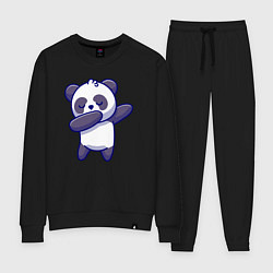 Костюм хлопковый женский Dabbing panda, цвет: черный