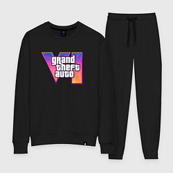 Костюм хлопковый женский Grand theft auto VI, цвет: черный