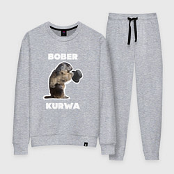 Костюм хлопковый женский Bobr kurwa with hat, цвет: меланж
