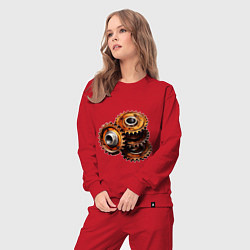 Костюм хлопковый женский Ржавые шестеренки, цвет: красный — фото 2