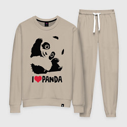 Костюм хлопковый женский I love panda, цвет: миндальный