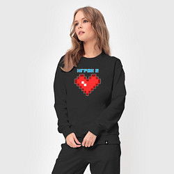 Костюм хлопковый женский Heart player 2 pixels парные, цвет: черный — фото 2