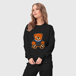 Костюм хлопковый женский Медведь Вова с пластырем, цвет: черный — фото 2