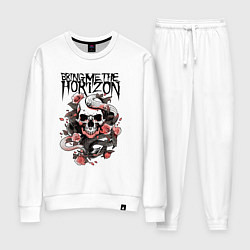 Костюм хлопковый женский Bring Me the Horizon - A skull with roses, цвет: белый