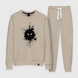 Костюм хлопковый женский Клякса силуэт лица, цвет: миндальный