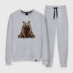Костюм хлопковый женский Медведь веселый сидит, цвет: меланж