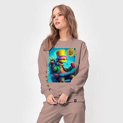 Костюм хлопковый женский Барт Симпсон владелец биткоина, цвет: пыльно-розовый — фото 2